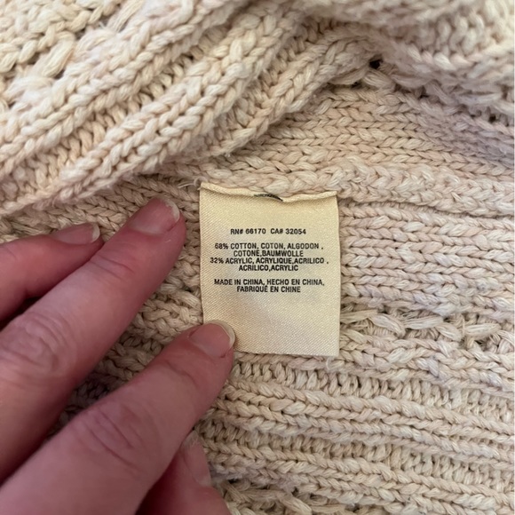 Anthropologie Cream Cotton Crochet Knit Open Front Cardigan - Picture 6 of 9